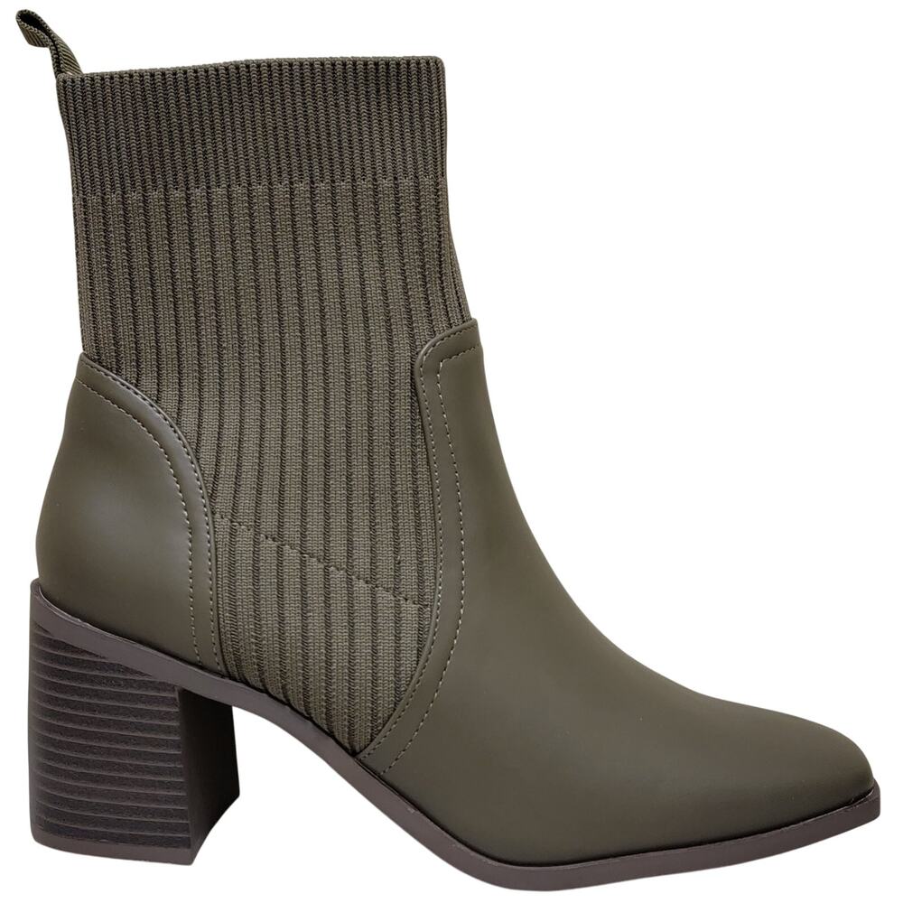 Journee Collection Women Harlowe Block Heel Chelsea Boots Size US 8M Olive Green - Picture 2 of 5